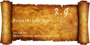 Kozsik Gábor névjegykártya
